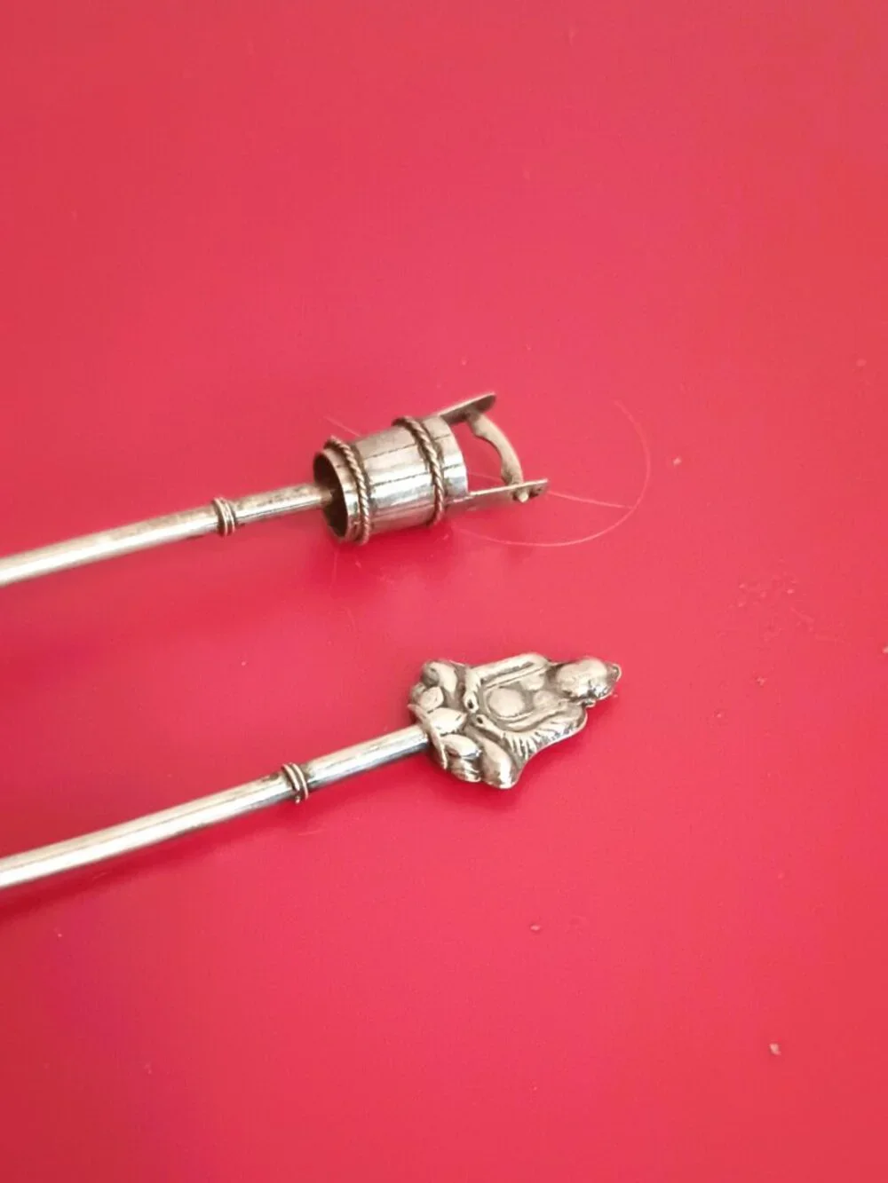 950 Set Of 5 Bamboo Ice Tea Spoons Antique Asian Sterling Silver